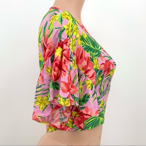 Lost + Wander Pink Floral Wrap Cropped Top - Picture 9 of 11